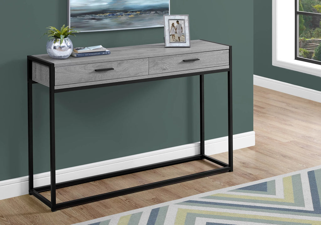 Narrow Grey Metal Accent Table Y796