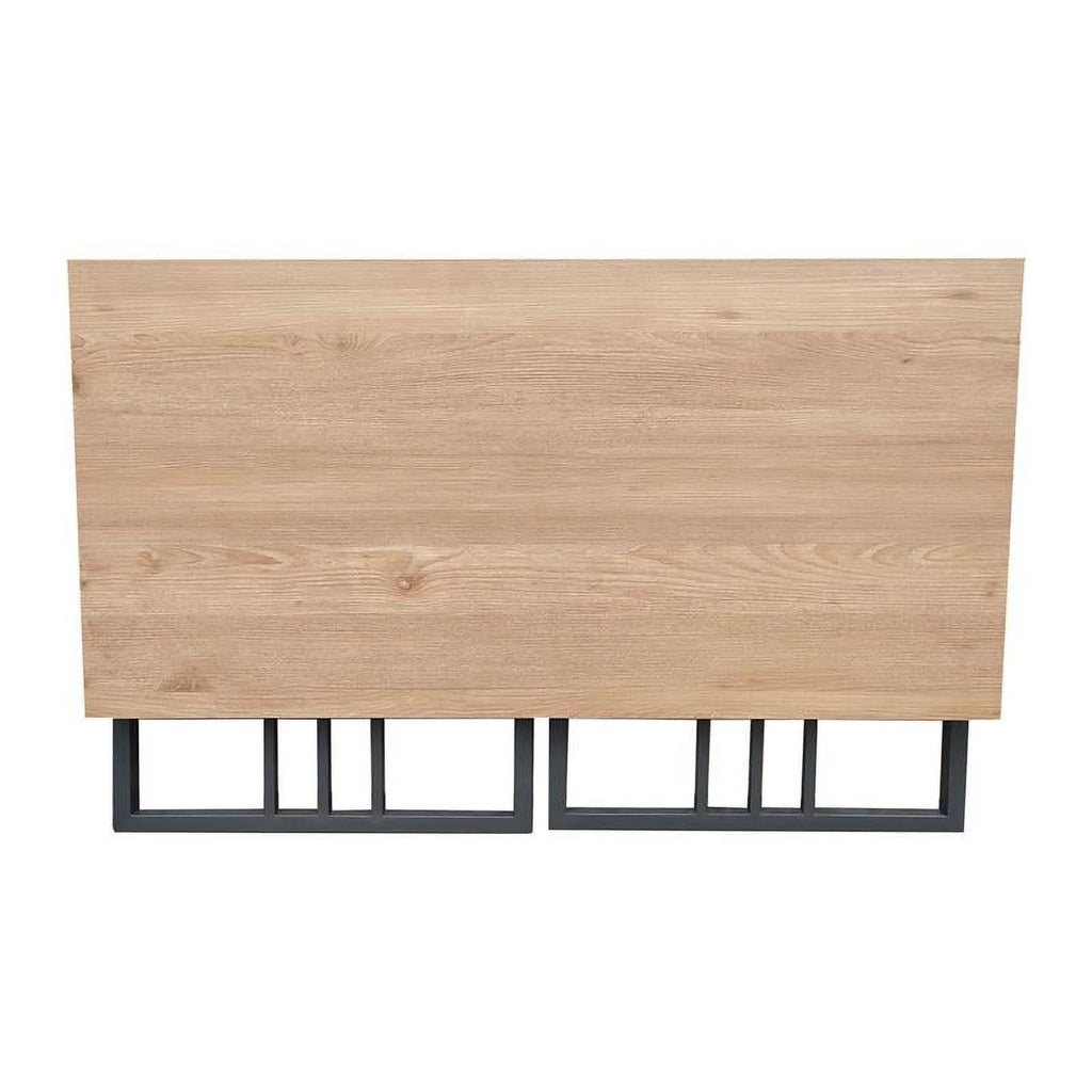 White Oak Gunmetal Slatted Desk Q646