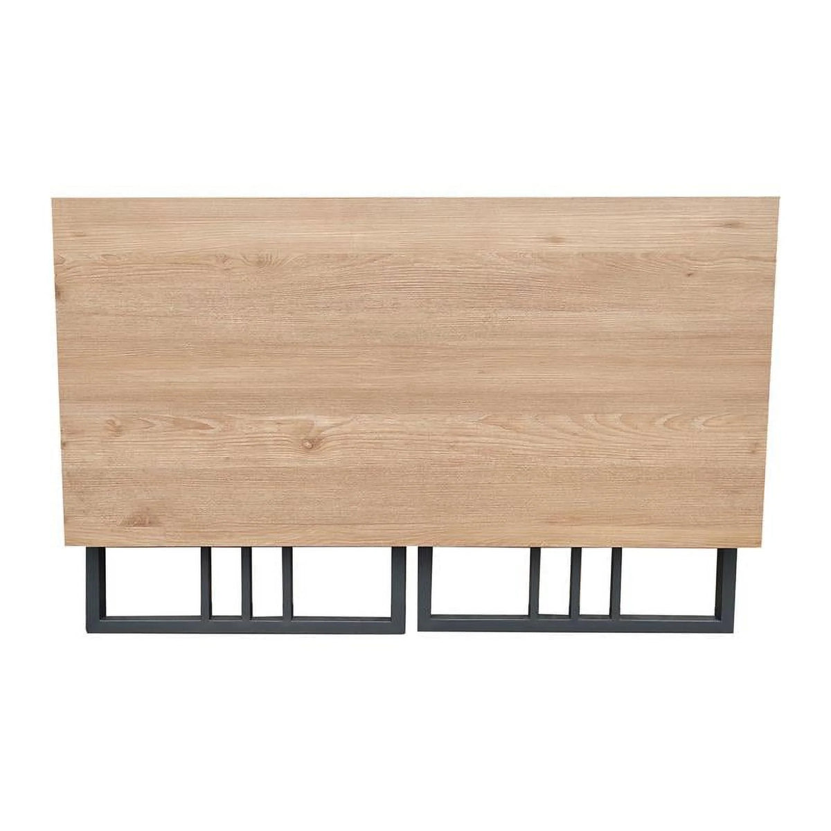 White Oak Gunmetal Slatted Desk Q646