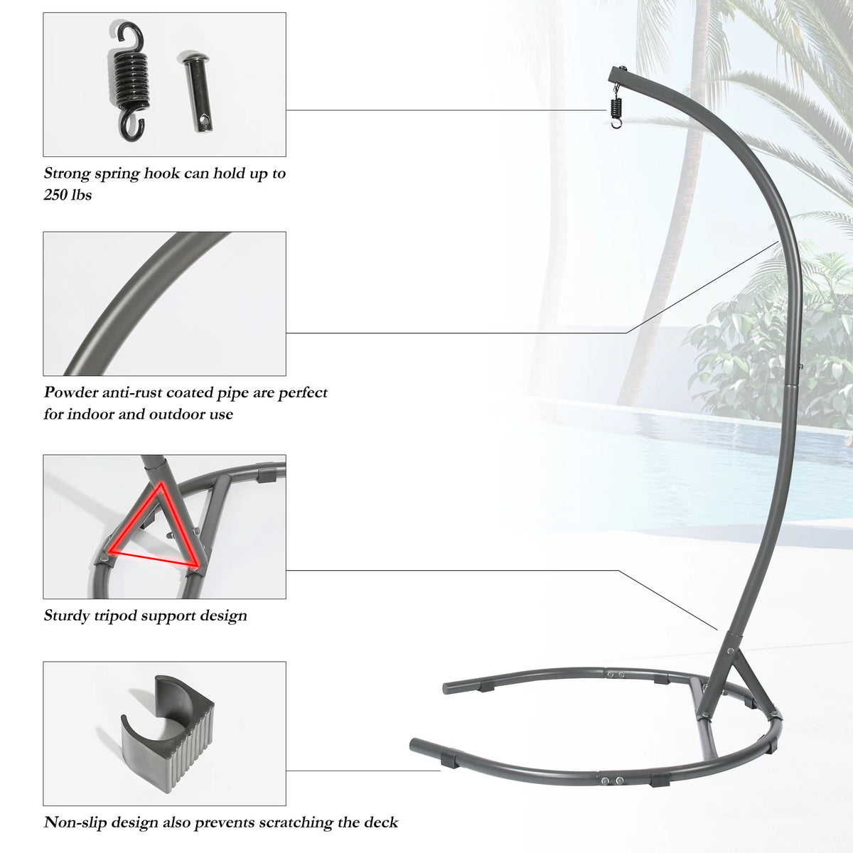 Egg Chair Stand Hanging Hammock Swing Chair C-Stand D385