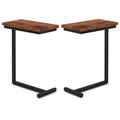2-Piece 18" Rectangle Industrial C Side Table Set in Cognac Brown D468