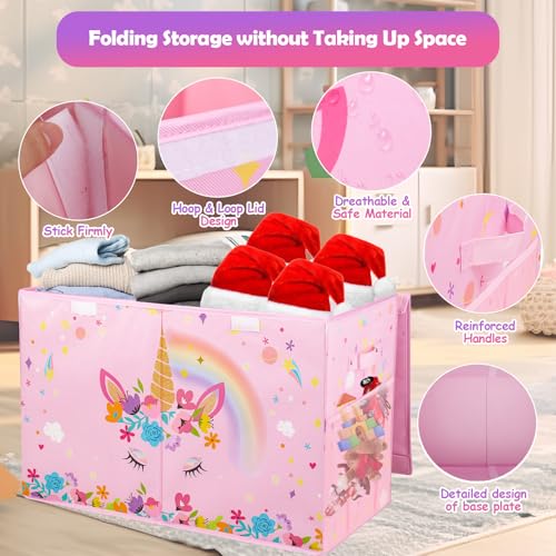 Pink Collapsible Toy Box with Lids E423