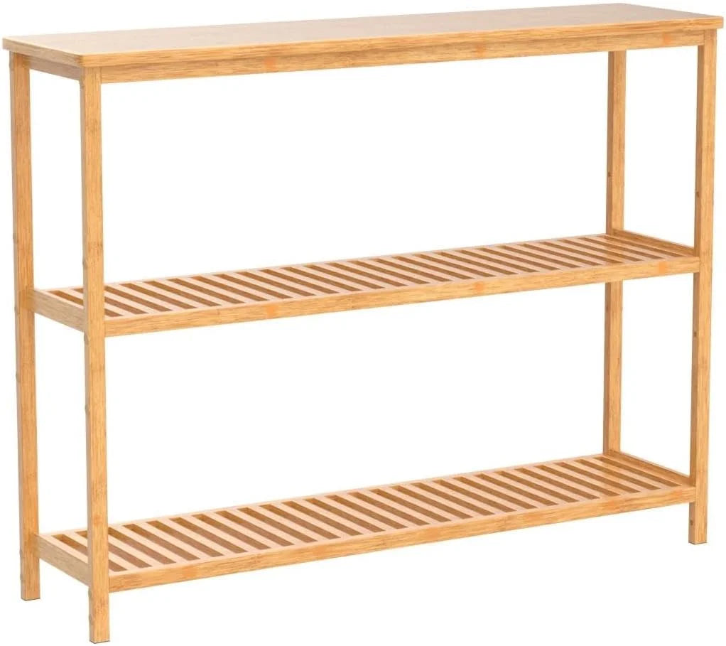 3 Tier Bamboo Console Table with Shoe Storage K638
