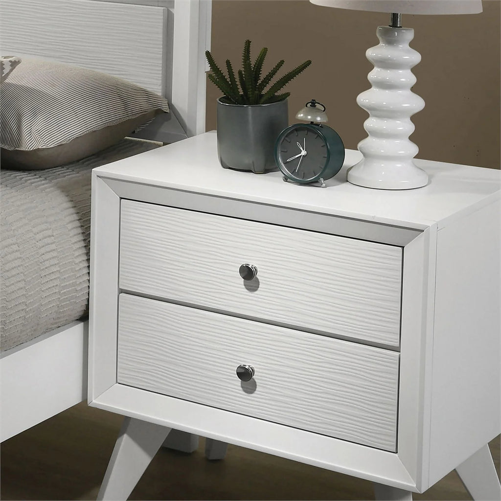 White Wood 3pc Bedroom Set King 2 Nightstands C856433