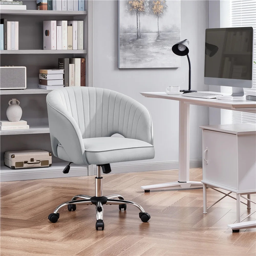 Light Gray Velvet Swivel Office Chair Z526