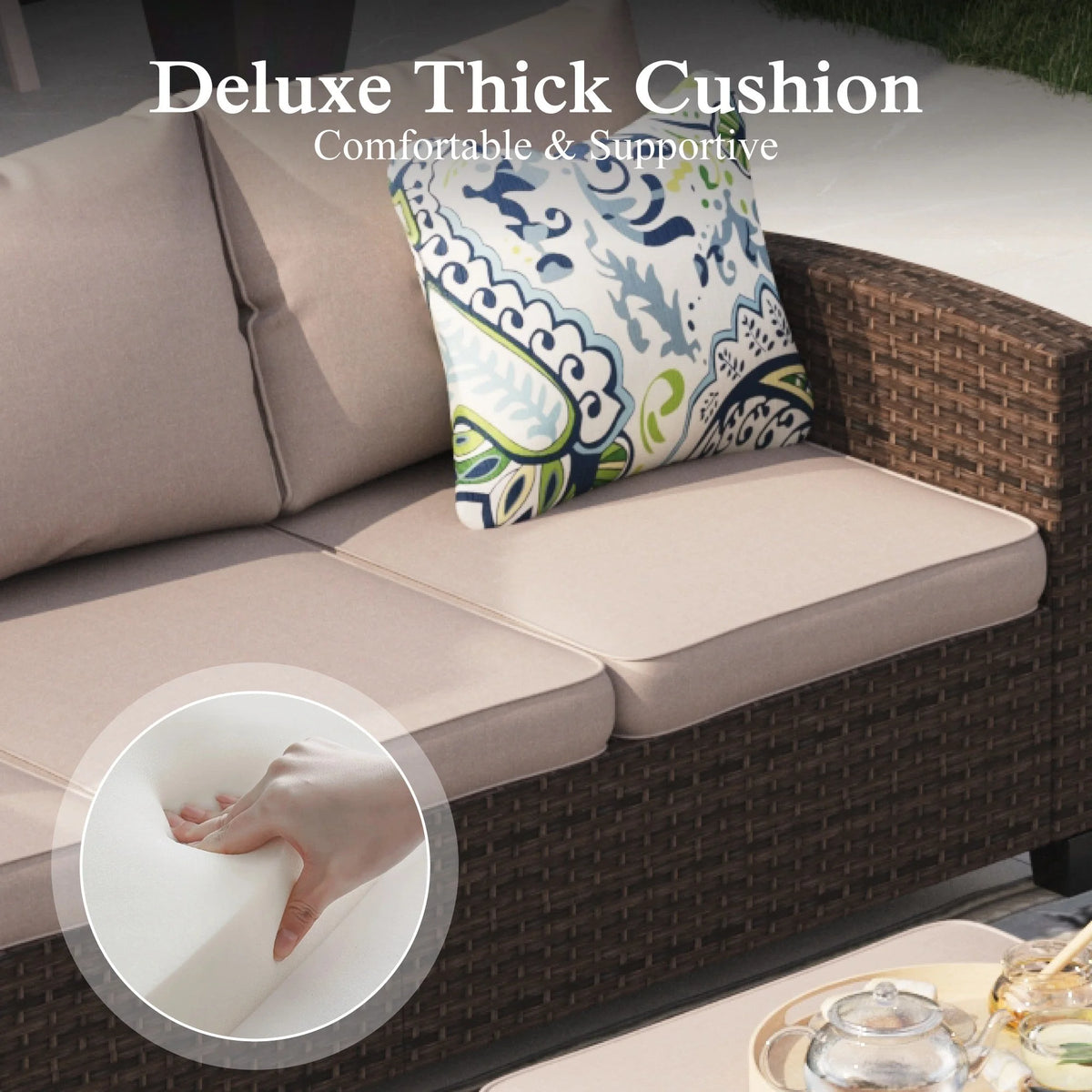 7-seat Wicker Patio Conversation Set O62053