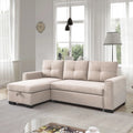Modular Convertible Sleeper Sectional Sofa with Reversible Storage Chaise A998977