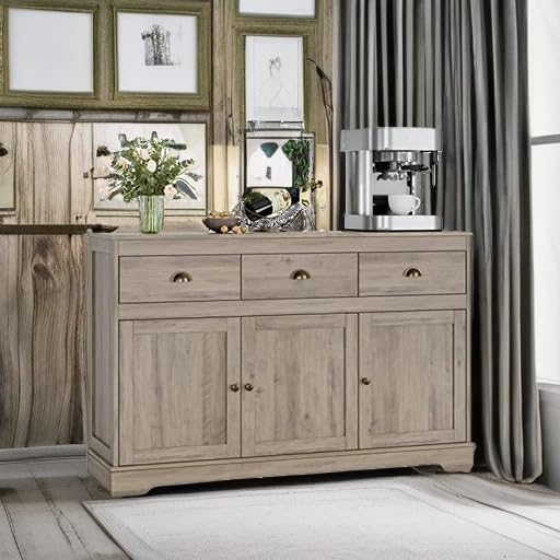 White Buffet Cabinet with 3 Drawers & 3 Doors W239