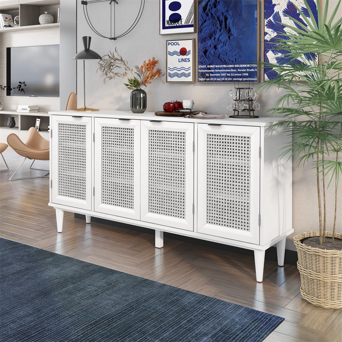 Large Storage Sideboard with Artificial Rattan Door H81978