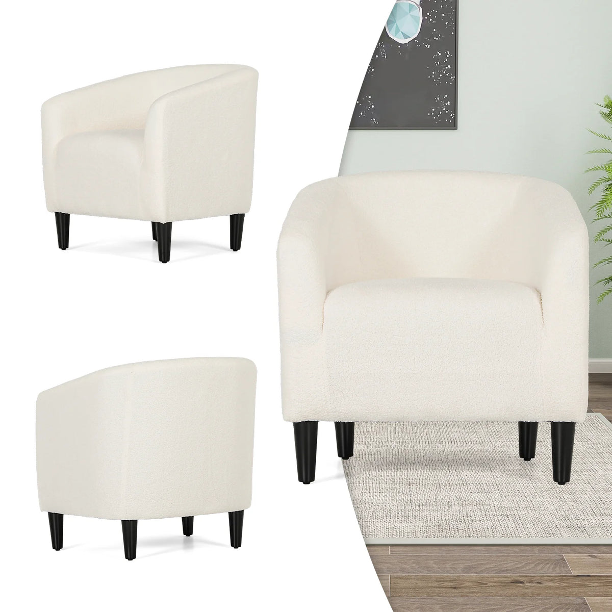 Cream Sherpa Upholstered Accent Chair I795323