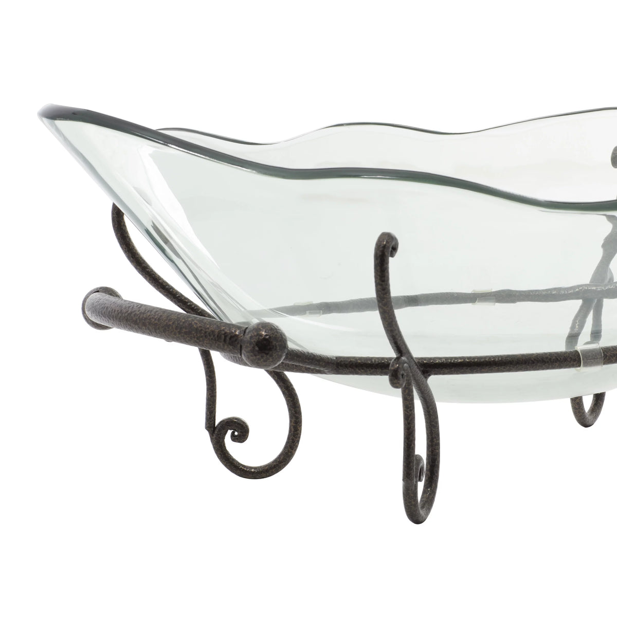 Clear Tempered Glass Serving Bowl with Metal Base G2898