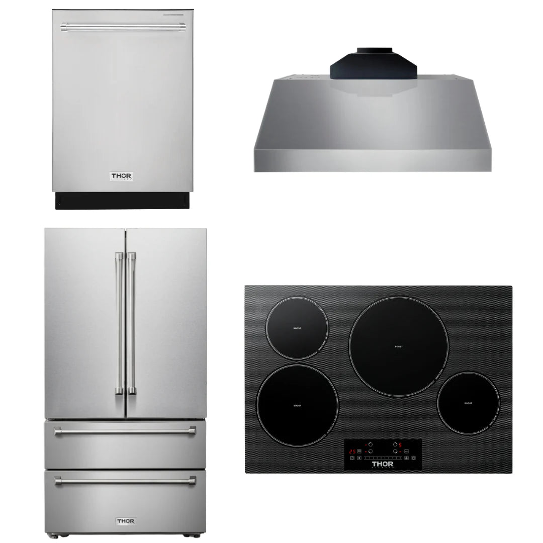 30 Induction Cooktop, Range Hood, Microwave, Refrigerator, Dishwasher B9841