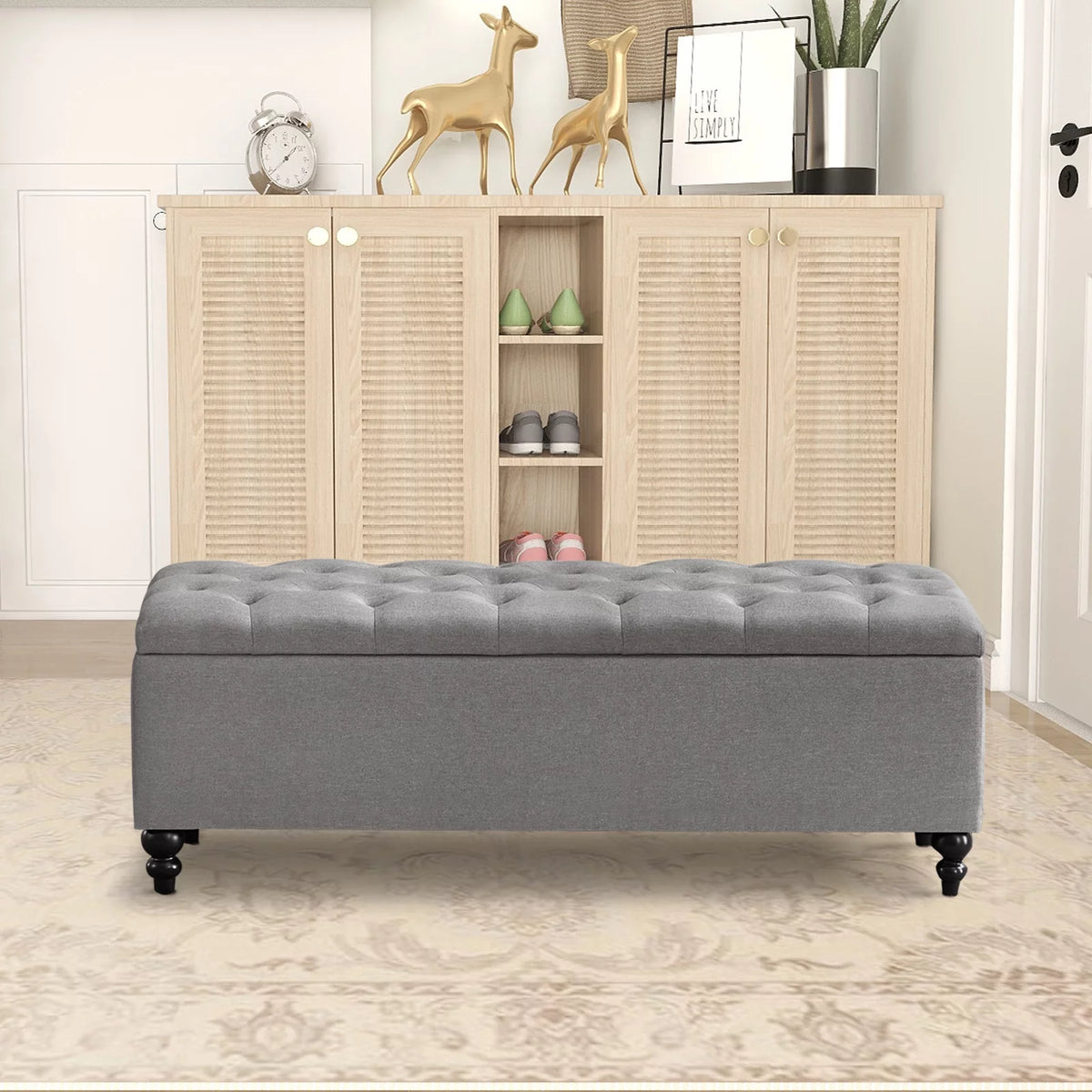 50.2 Inches Upholstered Storage Ottoman Bench X347