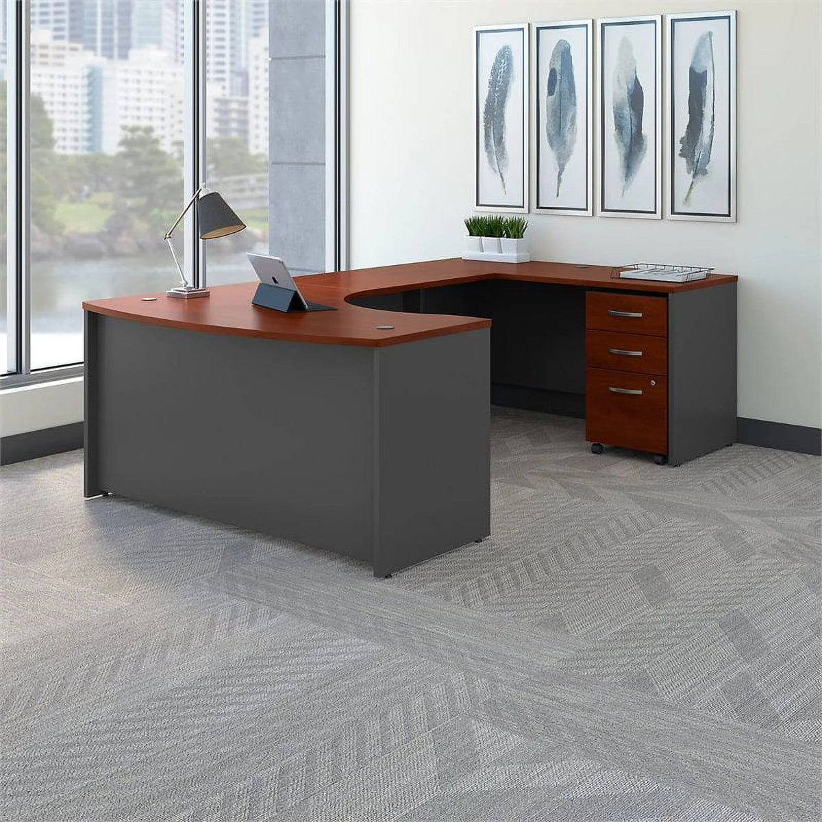 U-Shaped Desk with Mobile File Cabinet P53299