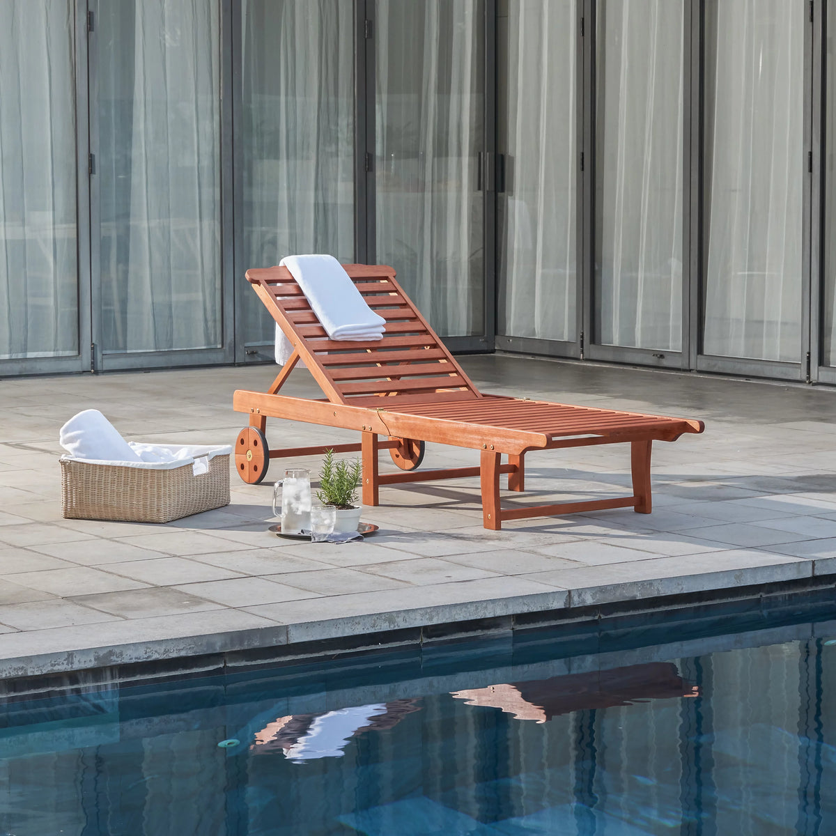 Brown Wood Folding Chaise Lounge F3784