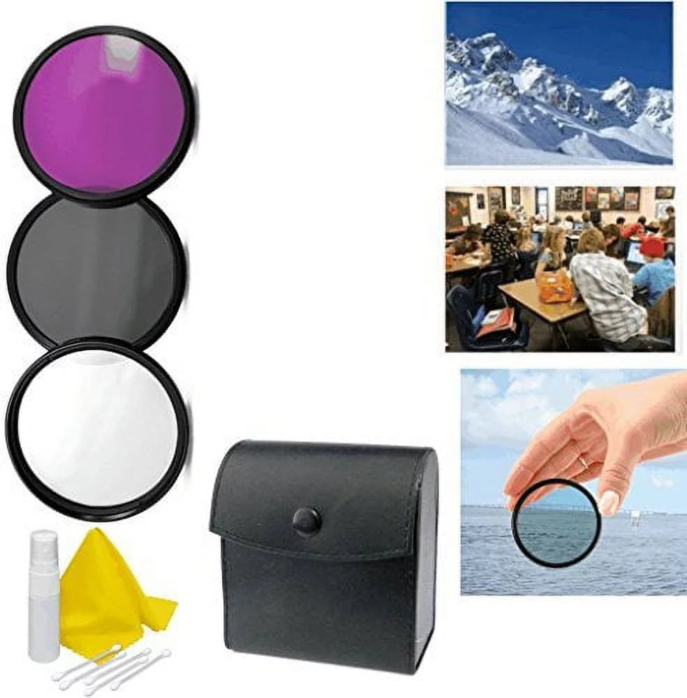 55mm 3-Piece Coated Filter Kit + Cleaning Kit Q161