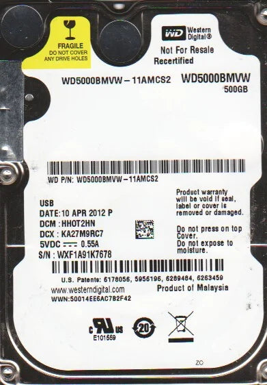 500GB USB 2.5 Hard Drive A258174