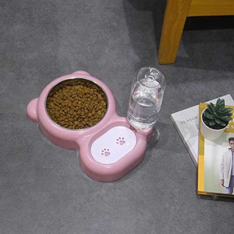 Metal Elevated Dog Bowls with Slow Feeder and Spillproof Mat H6244