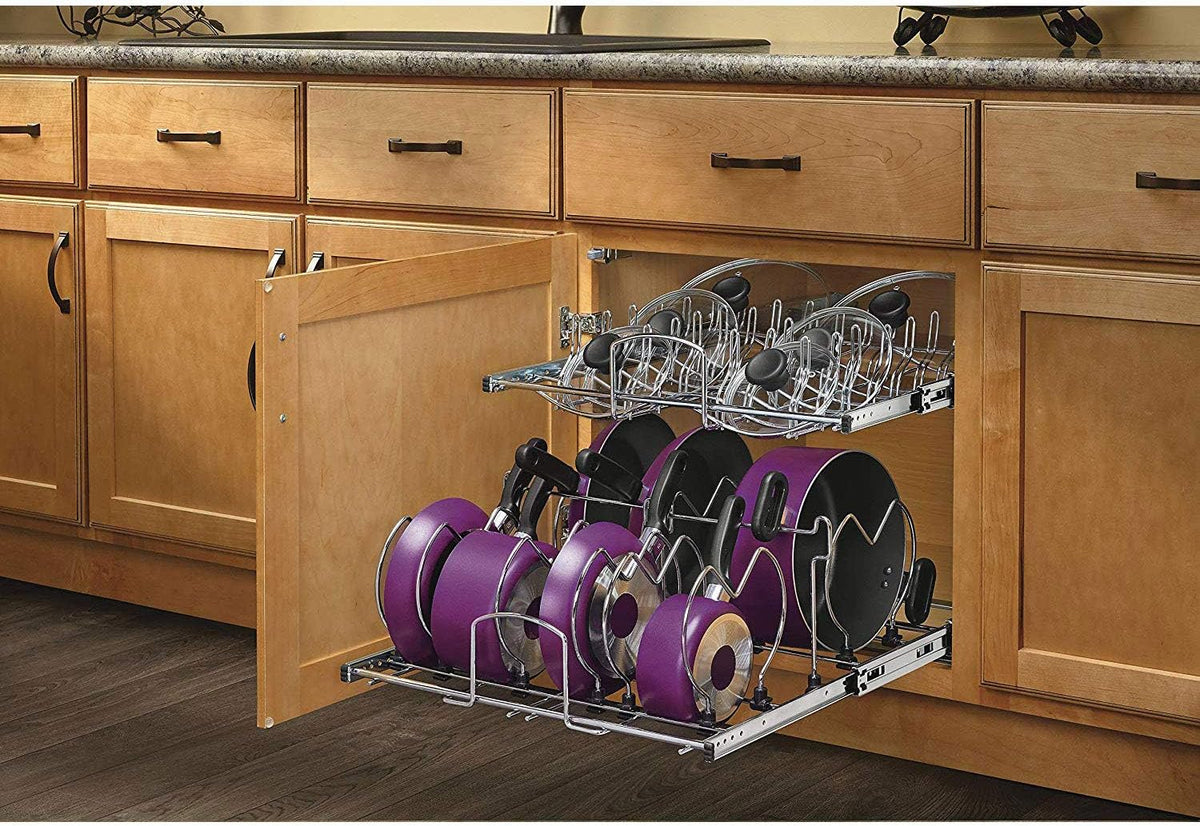 12-Inch 2-Tier Wire Pull Out Kitchen Cabinet Organizer, Chrome L63072