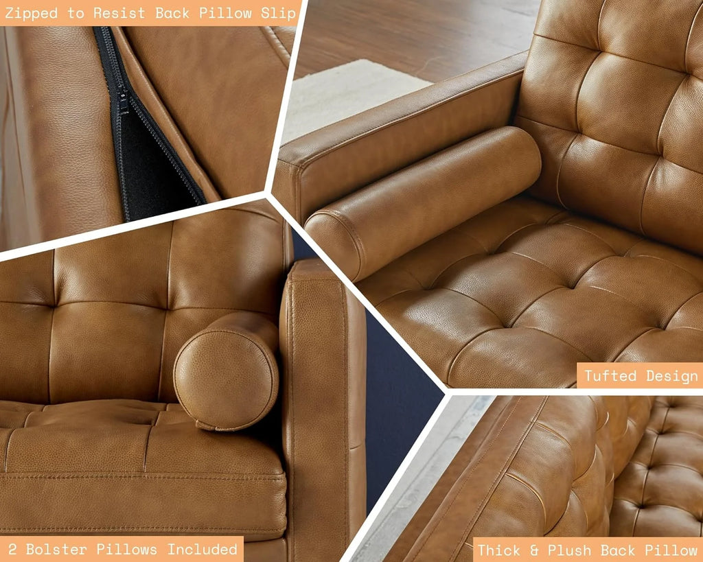 Brown Leather 2 Piece Set 3 Seater Sofa X203