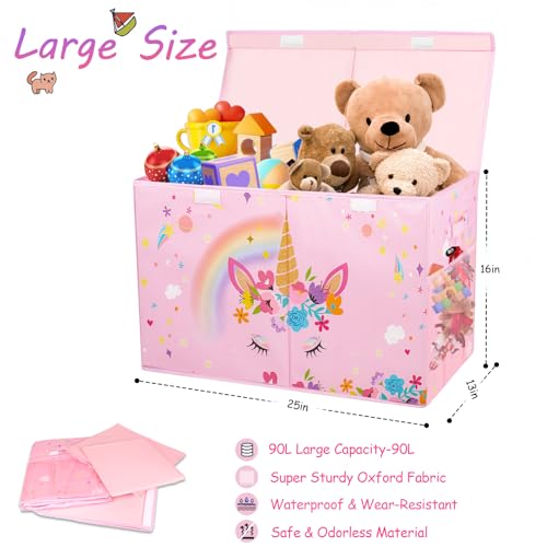 Pink Collapsible Toy Box with Lids E423