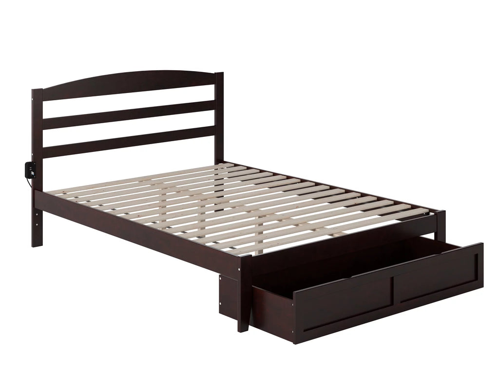 Queen Wood Platform Bed Frame with Foot Drawer Storage I32544