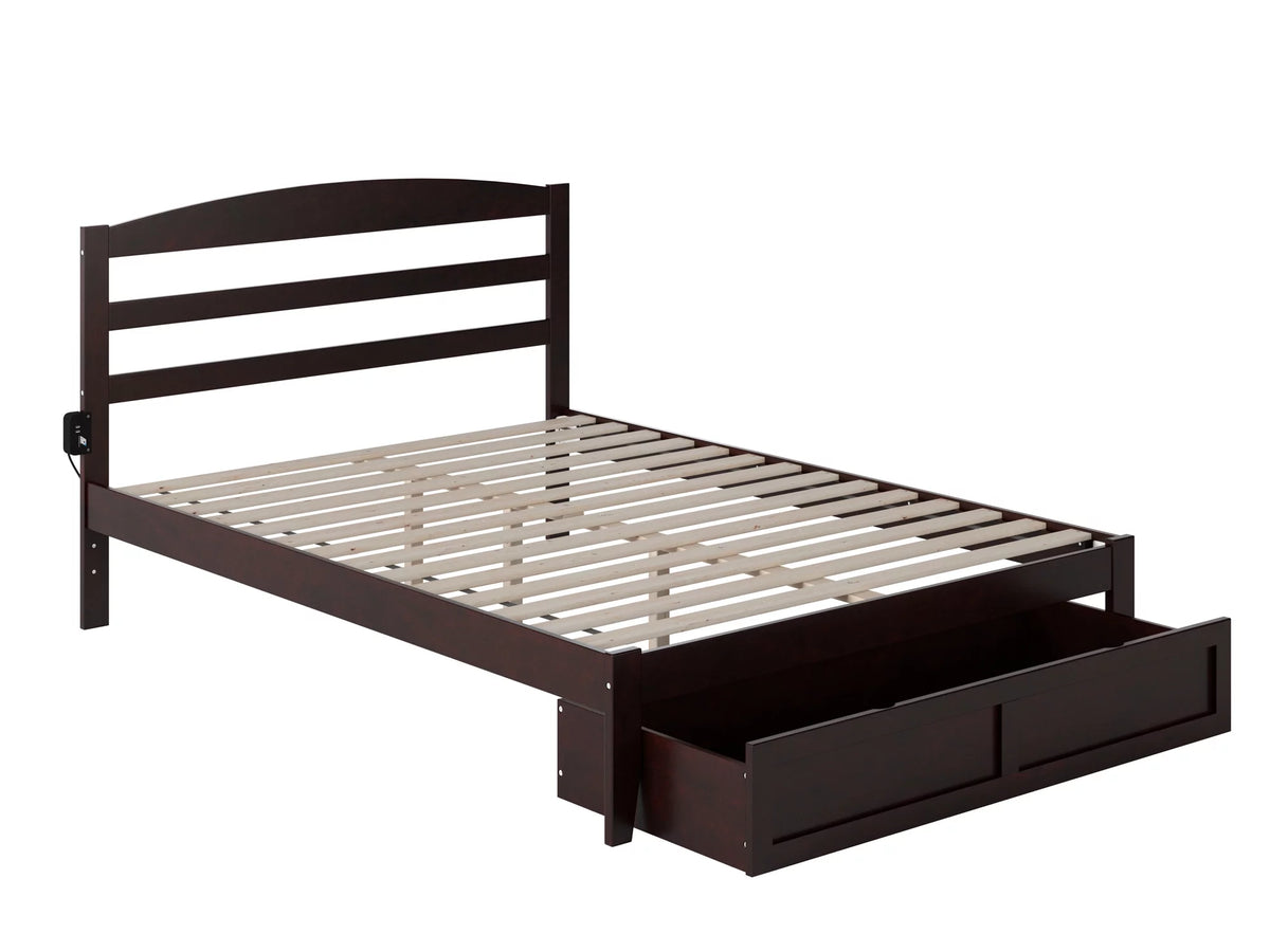 Queen Wood Platform Bed Frame with Foot Drawer Storage I32544