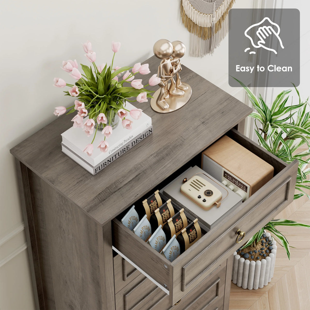 6 Drawer Tall Wood Dresser S22224