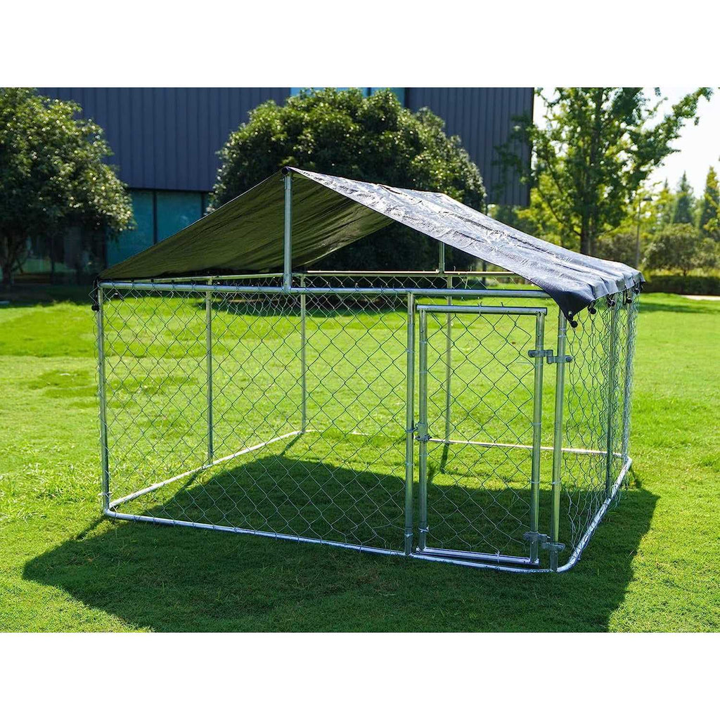 Outdoor Dog Kennel Heavy Duty with Galvanized Chain Link Y90857