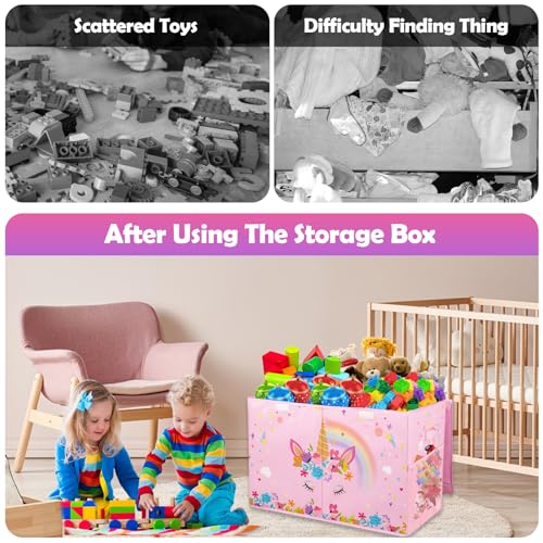Pink Collapsible Toy Box with Lids E423