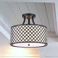 3-Light Antique Black Beaded Drum Semi-Flush Mount O605325