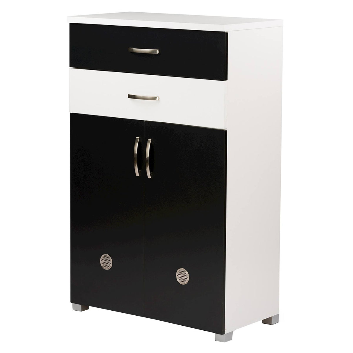 Black and White 2-Tone Shoe Cabinet with Two Doors J251