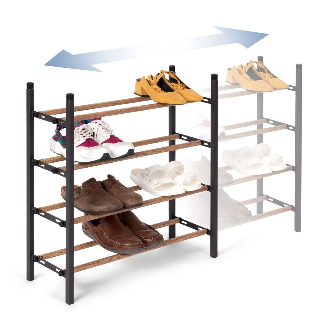 Expandable 4 Tier Metal Shoe Rack Organizer, Black & Brown L61561