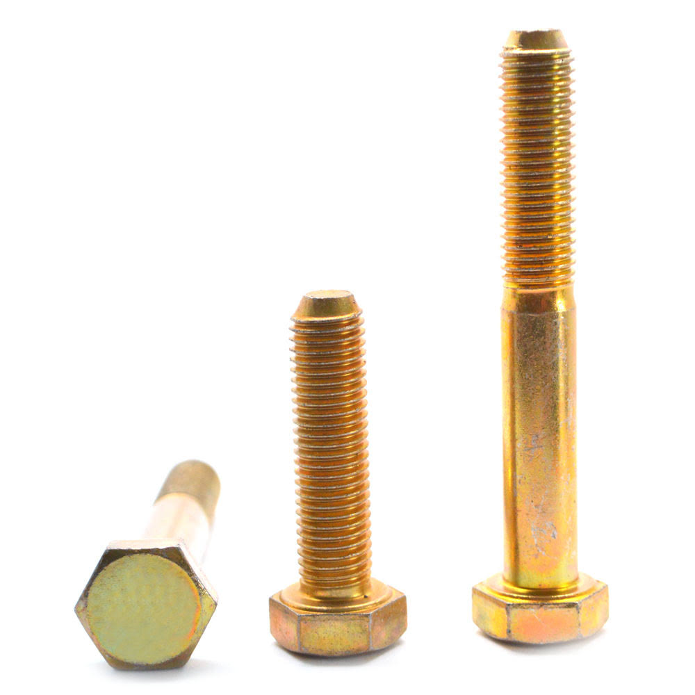 1/4x22-20 x 3x22 Grade 8 Hex Cap Screw Alloy Steel Yellow Zinc Plated Y9347
