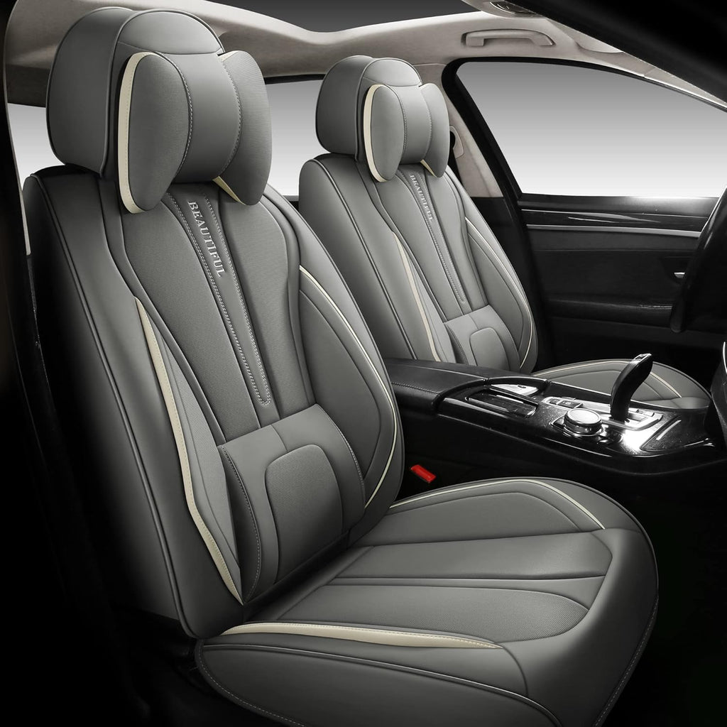 Leather Car Seat Covers Full Set 5 Seats Red O723945