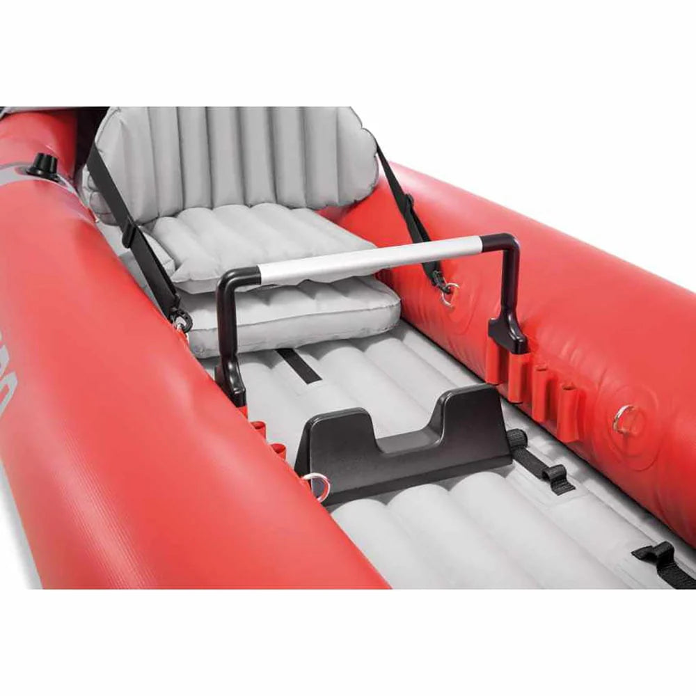 Inflatable 2 Person Vinyl Kayak with Oars & Pump, Red (2 Pack) Y346