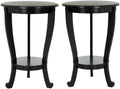 Black Wood Pedestal Side Table Set Of 2 V492