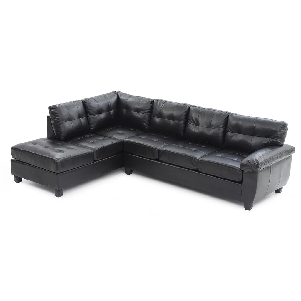 Black Faux Leather L Shape Sectional Sofa G674