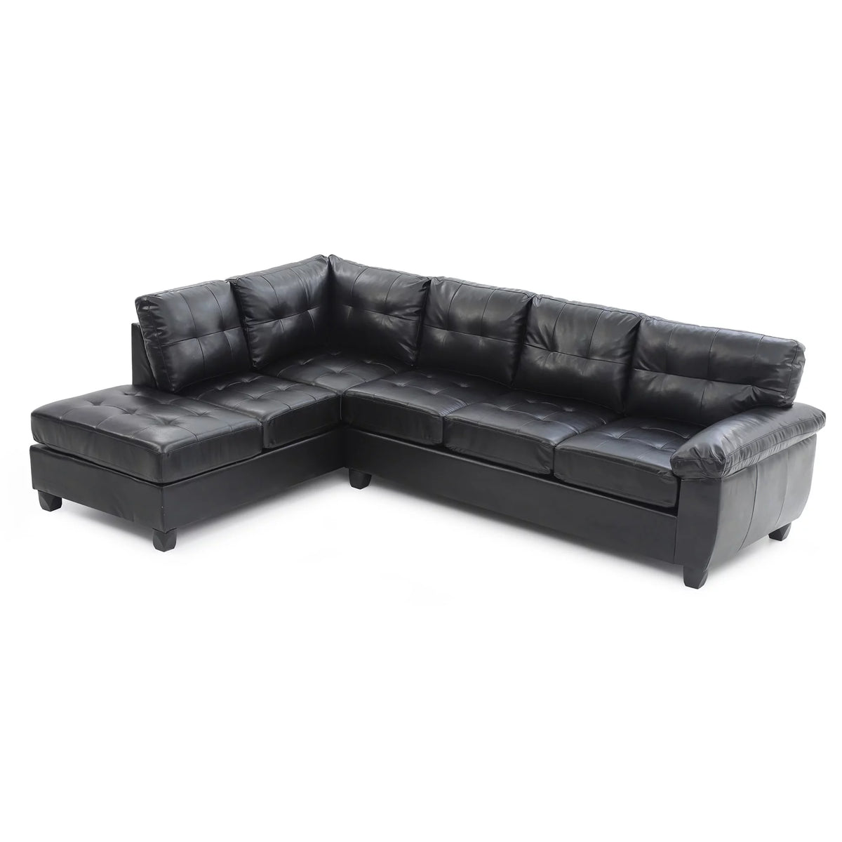 Black Faux Leather L Shape Sectional Sofa G674