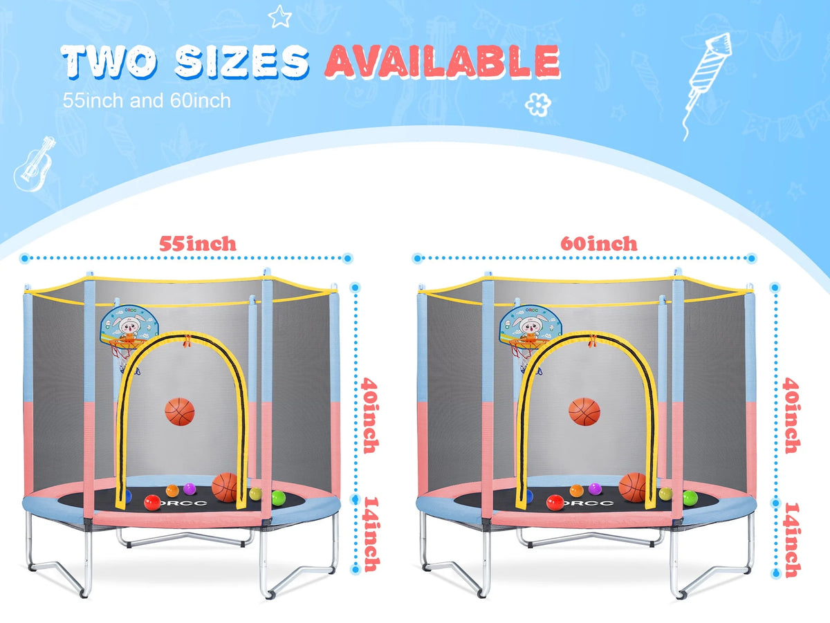 Kids Trampoline with Safety Enclosure and Steel Frame V370