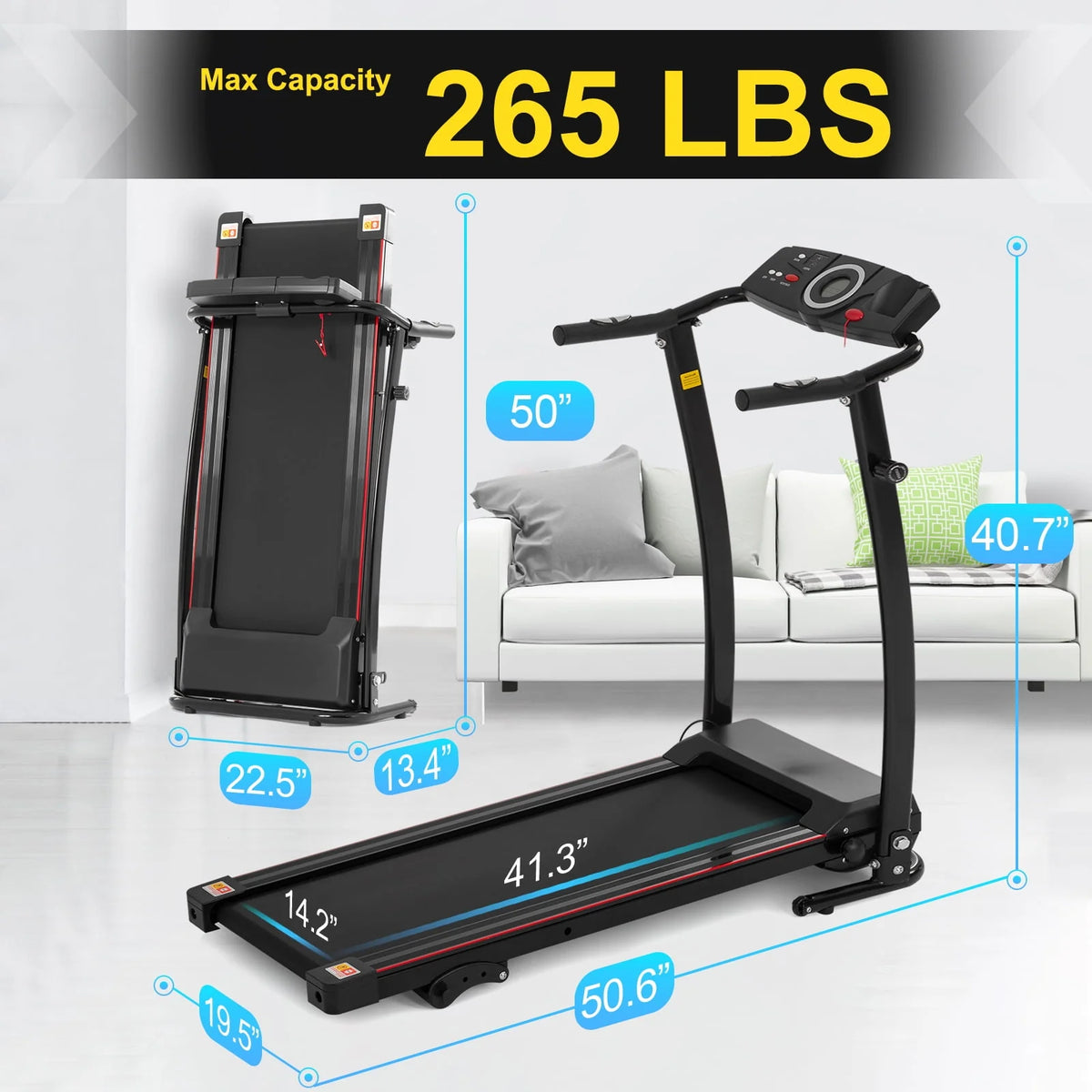 Folding Incline Treadmill 2.5HP 220 LBS Capacity O542387