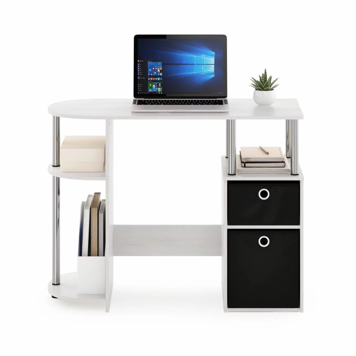 White Oak Computer Study Desk with Bin Drawers S837171