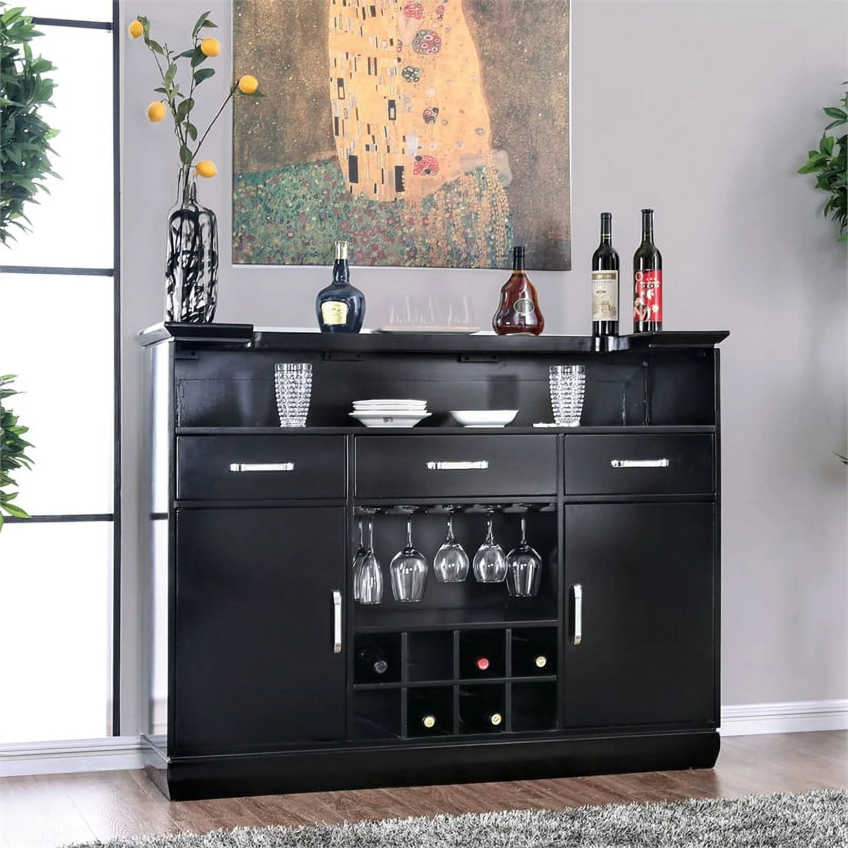 Black Wood Bar Table with LED H991058