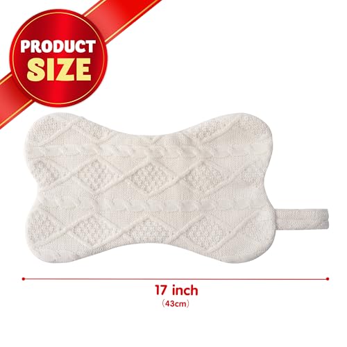 Knit White Bone Shape Christmas Dog Stocking D7929