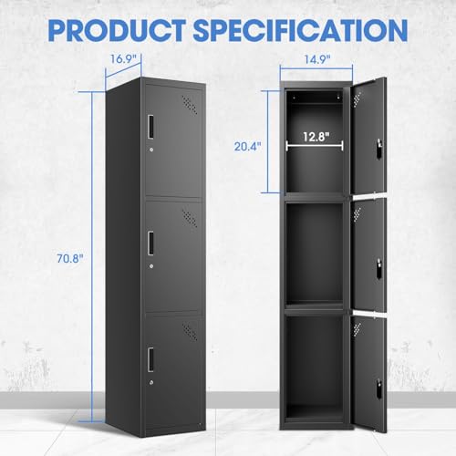 Metal Storage Cabinet with Keys, 71" 1 Door Black P34561