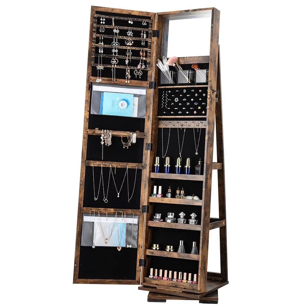 Brown Free-Standing Mirror Jewelry Armoire K447569