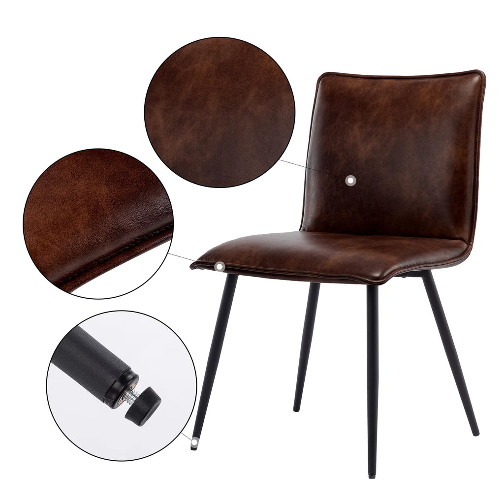 Faux Leather Dining Chairs Set of 4 with Black Metal Legs O328333