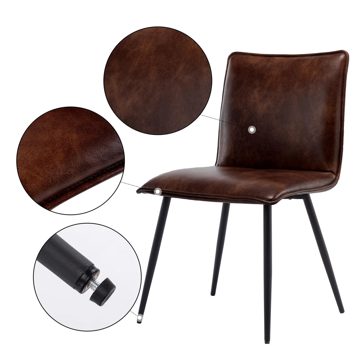 Faux Leather Dining Chairs Set of 4 with Black Metal Legs O328333