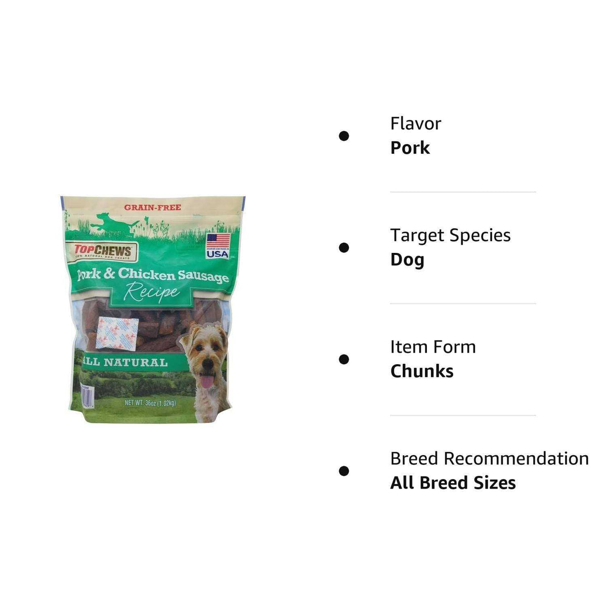Pork & Chicken Sausage Dog Treats 36 oz G538