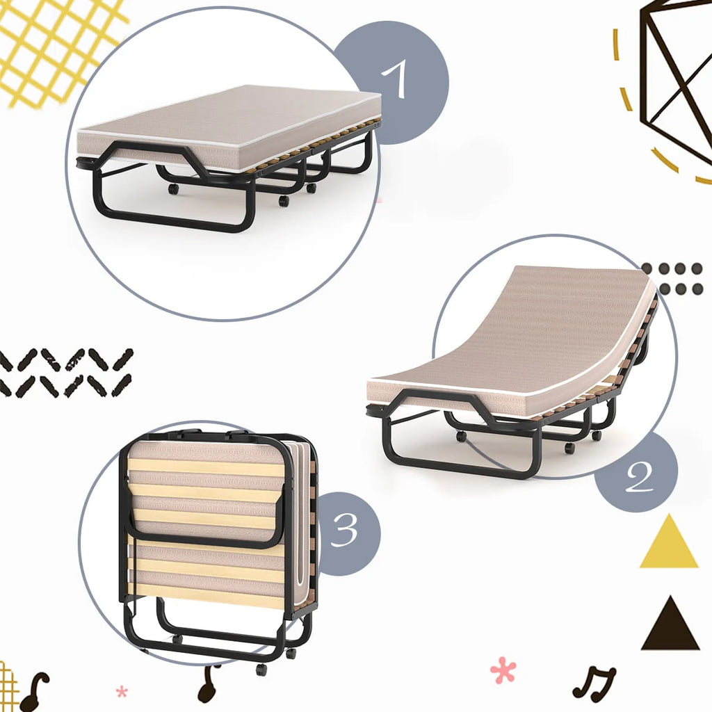 Folding Bed with Memory Foam and Metal Frame K2720